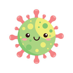 Cute Virus Character Illustration - Kawaii Bacteria and Germ Vector Art
