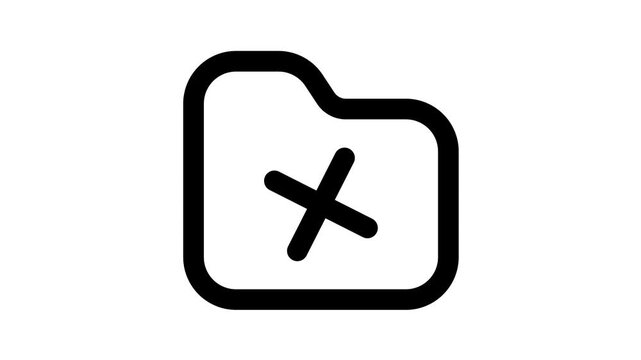 File cross icon, delete symbol, rejected document, no sign animated icon