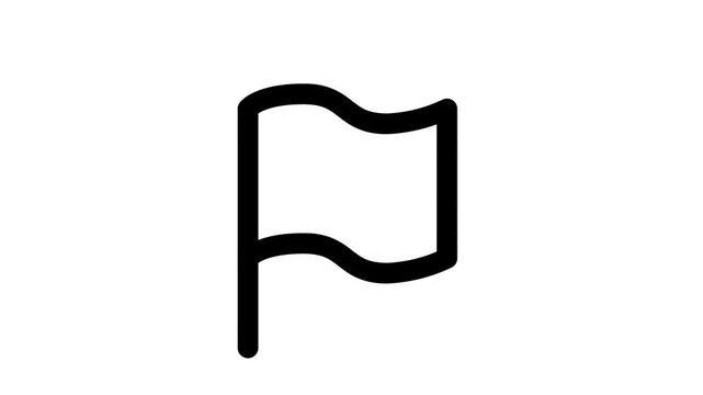 Black flag icon waving on a white background, symbolizing freedom and simplicity animated icon
