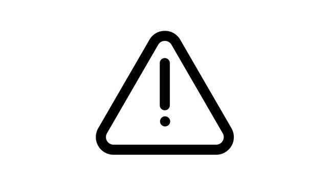 Warning sign with exclamation mark, caution symbol, alert icon, danger signal animated icon