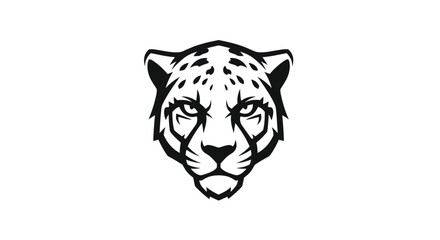 Cheetah head icon bold black and white © amri