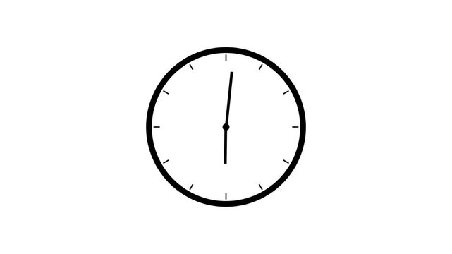 Minimal Wall Clock Isolated on White Background, Simple Modern Clock Face Design