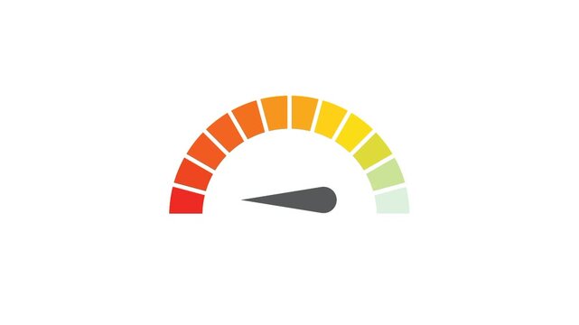 Risk meter icon animation fluctuating from low to high