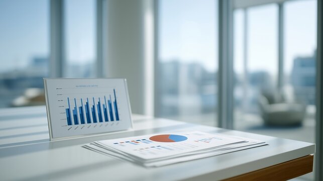 Sterile white table displaying customer survey responses arranged in data visualization pattern, bootstrapped founder analyzing market fit evidence, perfect for research methodology, customer