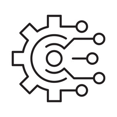 Obraz premium Abstract outline of a gear combined with data flow and connection points