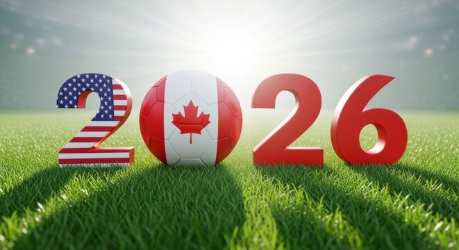 Celebration of the 2026 international events marked by usa and canada flags