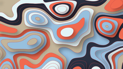 Fototapeta premium colorful paper cut banner with slime abstract background and waves layers. Abstract layout design for brochure and flyer. Paper art vector illustration