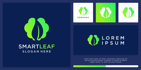Smart leaf logo design with abstract brain © cre_ART_ive