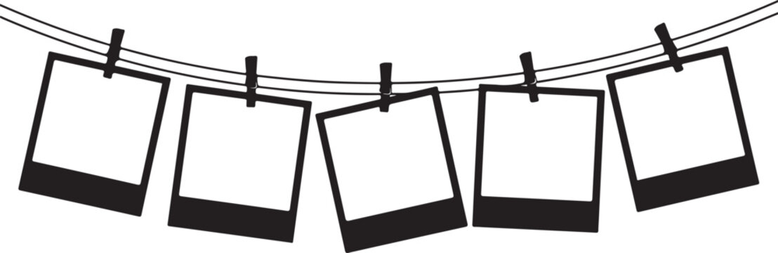 Photo Frames & Polaroid Templates: Hanging Pictures, Borders, and Cloud Upload Icons