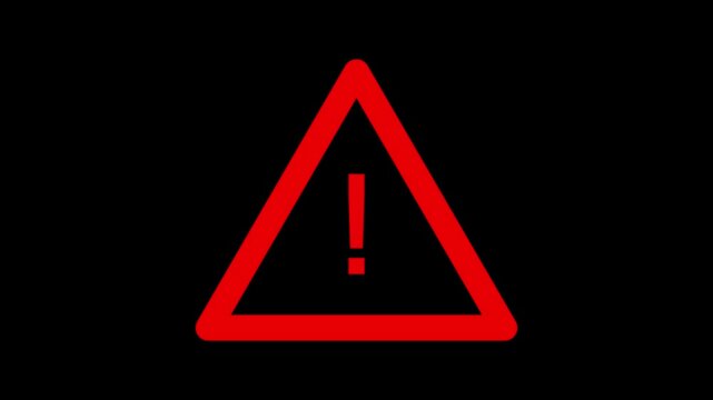 triangle warning sign with red exclamation mark on dark background caution symbol	
