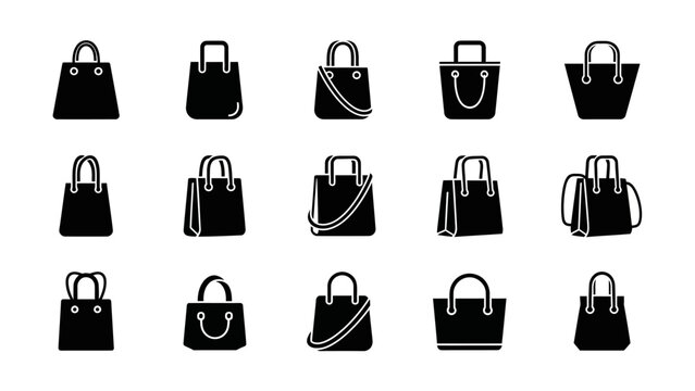 Collection of various black handbag silhouettes.