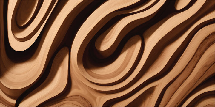 A seamless abstract brown wood texture background featuring a wild safari animal pattern with chocolate zebra stripes and tiger fur swirls on a natural textile material