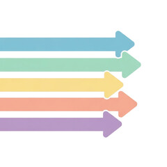 Obraz premium Five horizontal arrows in gradient colors pointing to the right