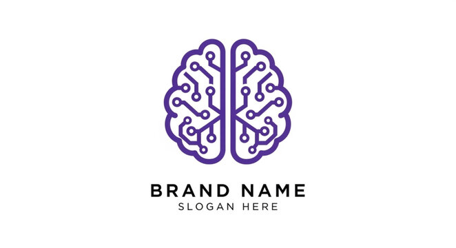 Abstract digital brain logo representing artificial intelligence and technology.