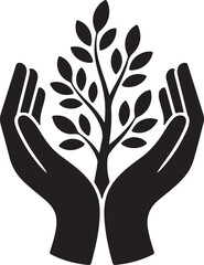 Fototapeta premium Human Hands Holding Tree Earth Day Silhouette Vector