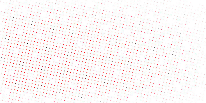 Red color halftone gradient texture. Vanishing cartoon polka dot background. Repeating dotted gradation pattern. Fading comic pop art overlay backdrop. Raster halftone effect wallpaper. Vector