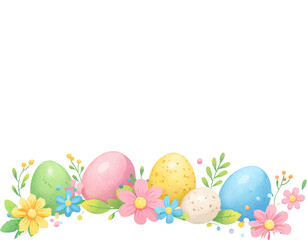 Fototapeta premium Minimal Easter Eggs on Grass, Flat Vector Design