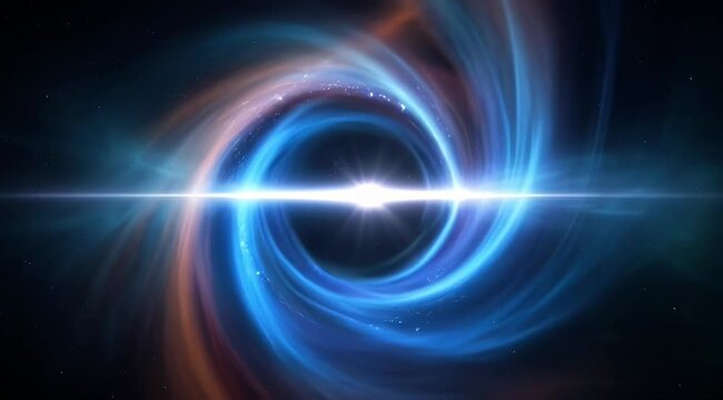 Black hole singularity and cosmic event in deep space exploration for astrophysics research galactic phenomena and astronomical discovery with swirling vortex absorbing light particles across a dark