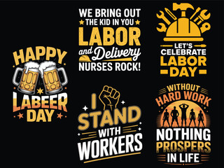 Obraz premium Labor Day Typography Collection with Festive and Motivational Sayings