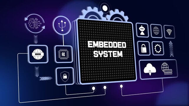 Cinematic hud animation showing embedded system architecture for advanced hardware control and futuristic digital automation ads