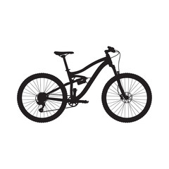 Fototapeta premium Silhouette of a modern mountain bike against a plain white background