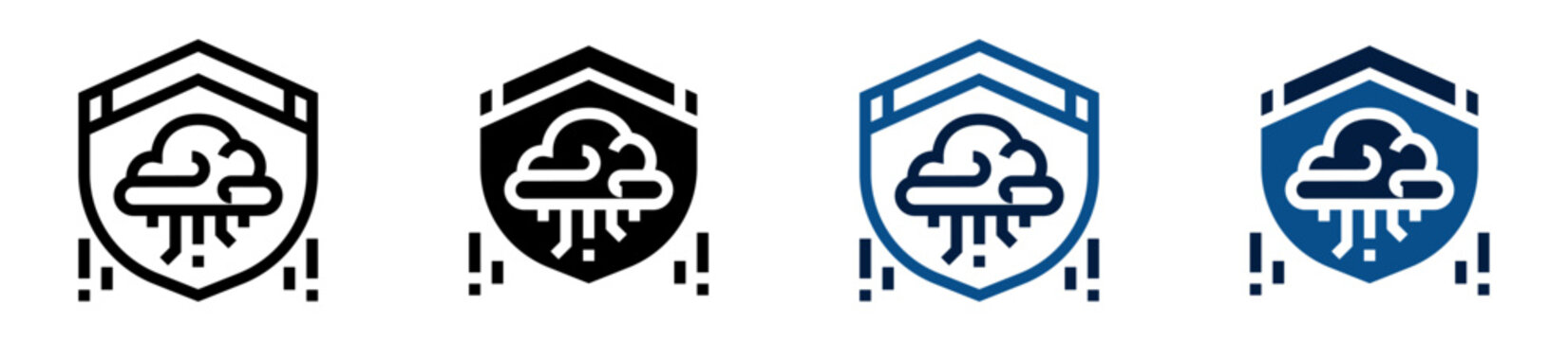 Iconos de seguridad intelectual. Escudo con cerebro conectado. Protecci&oacute;n del conocimiento y defensa de la informaci&oacute;n inteligente. Ilustraci&oacute;n vectorial