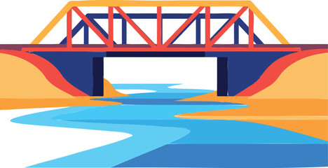 Vector illustration of a bridge over a river