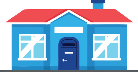 Vector illustration of a blue house with red roof © VectoRise