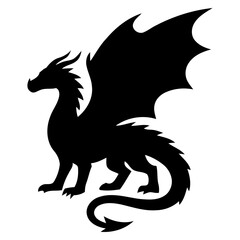 Fototapeta premium Dragon Silhouettes, Fantasy Mythical Dragon