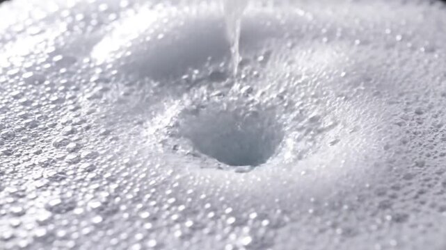 Mesmerizing Soap Foam Scenic in Gentle Lighting. A close-up view of foamy soap bubbles in soft light. evoking a sense of calm and purity.