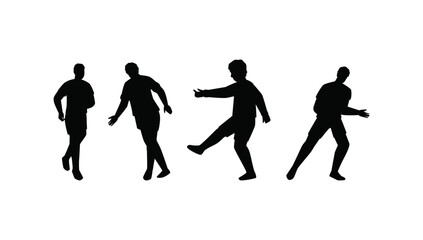 Obraz premium Collection of human silhouettes in dynamic poses dancing exercising celebrating illustration vector artwork design