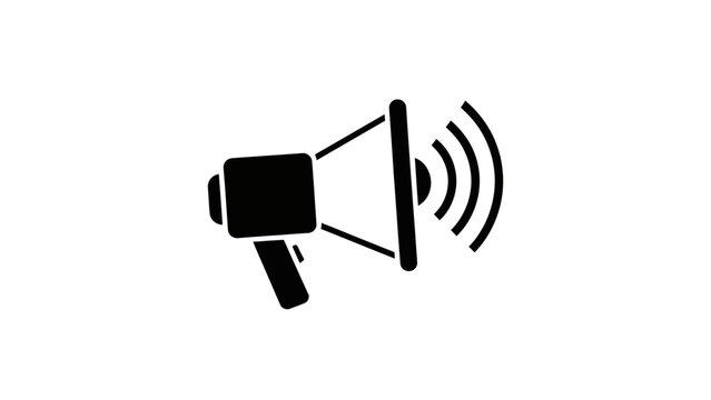 Simple black megaphone icon with sound waves, perfect for public announcements, marketing, and general communication alerts