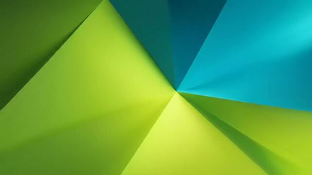 Mesmerizing convergence of lime shades with turquoise blue, creating a captivating geometric paper composition
