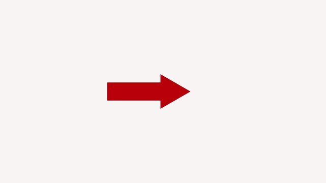 Red Arrow Moving Right &ndash; Direction and Navigation Concept Animation on White Background 4K,by "Mahin"