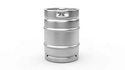 Silver beer keg isolated on white background