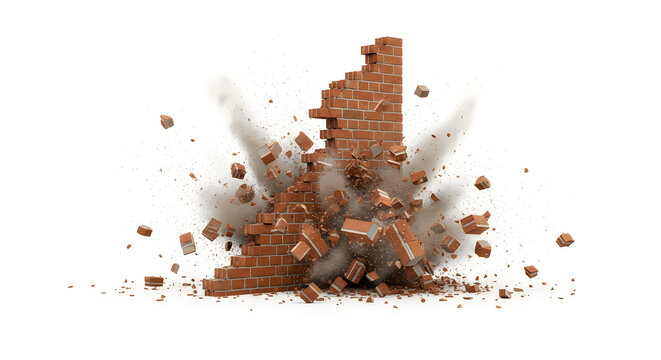 A Pixelated Representation of a Brown Object Exploding into Pieces