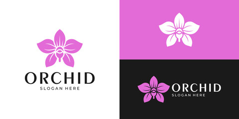 Creative simple orchid logo template. Beauty orchid flower logo design vector illustration. © Hi_std