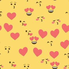 Naklejka premium Seamless pattern of emoticons and emoji, emoji vector illustration, emoji background for social network.