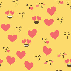 Naklejka premium Seamless pattern of emoticons and emoji, emoji vector illustration, emoji background for social network.
