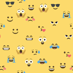 Fototapeta premium Seamless pattern of emoticons and emoji, emoji vector illustration, emoji background for social network.