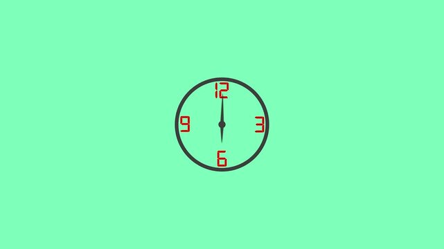 Digital clock icon animated. Clock icon with moving arrows ,rooted 12 hour in the circle on background