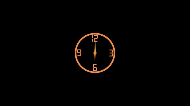 Digital clock icon animated. Clock icon with moving arrows ,rooted 12 hour in the circle on background