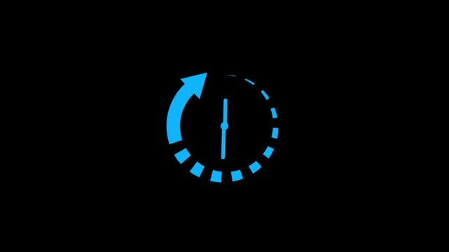 Rewind time icon isolated animation .clock icon with arrow recycling icon animation . refresh time line icon.