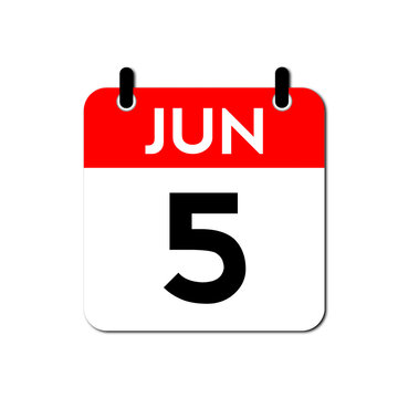 June 5 Day Calendar Vector Icon Perfect for planner, reminder, time management, schedule, office, business, and monthly event start design template	
