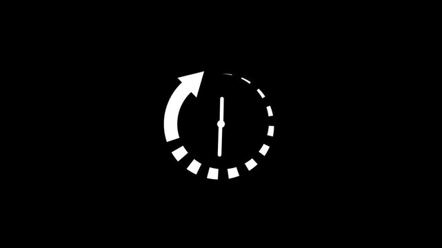 Rewind time icon isolated animation .clock icon with arrow recycling icon animation . refresh time line icon.