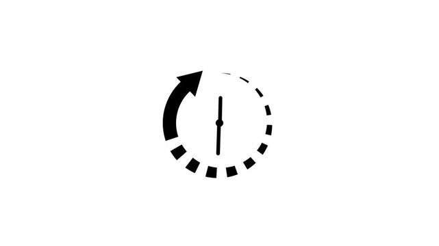 Rewind time icon isolated animation .clock icon with arrow recycling icon animation . refresh time line icon.