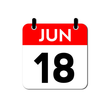 June 18 Day Calendar Vector Icon Perfect for planner, reminder, time management, schedule, office, business, and monthly event start design template	