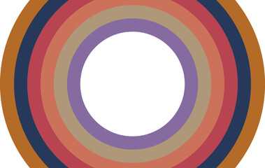 Obraz premium Retro Colorful Concentric Circles Abstract Background With White Center And Midcentury Palette