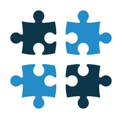 Fototapeta premium Four interlocking jigsaw puzzle pieces in vector form displayed