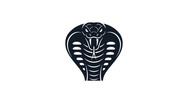 Black cobra snake head closeup view.